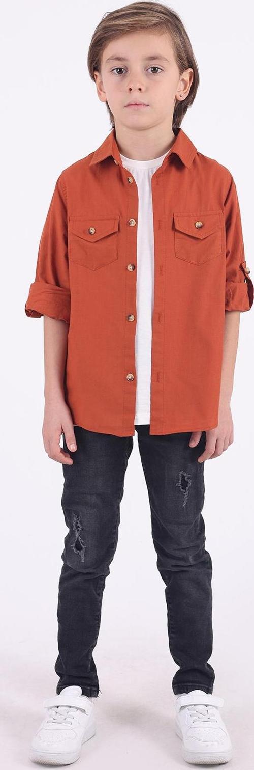 Erkek Çocuk 2 Cepli Pamuklu Gömlek Tişört 2'li Takım