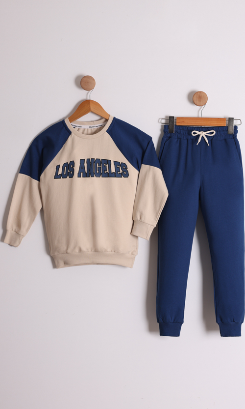 Erkek Çocuk Los Angeles Baskılı Reglan Kol 2 İplik Eşofman Takımı