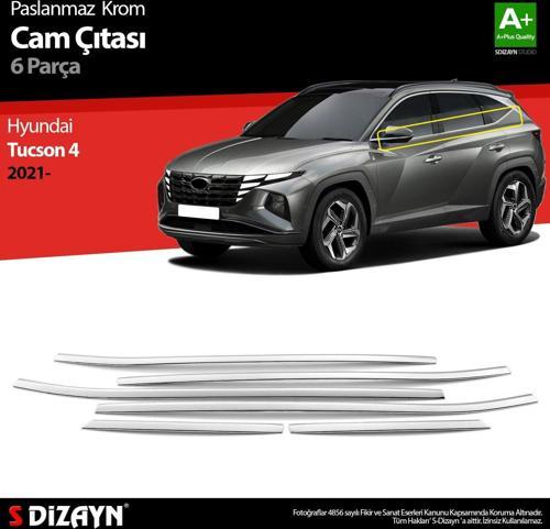 Hyundai Tucson Uyumlu 4 Krom Cam Çıtası 6 Parça. 2020 Üzeri Parça