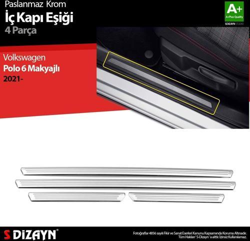 Volkswagen Polo Uyumlu 6 Hatchback Makyajlı Krom İç Kapı Eşiği 4 Parça. 2021 Üzeri Parça