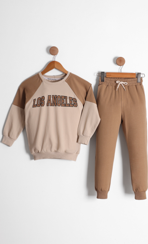 Erkek Çocuk Los Angeles Baskılı Reglan Kol 2 İplik Eşofman Takımı