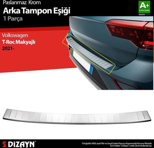 Volkswagen T-Roc Uyumlu Makyajlı Krom Arka Tampon Eşiği 2021 Üzeri Parça