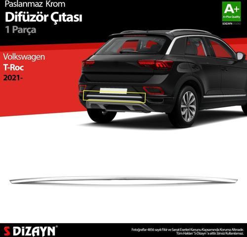 Volkswagen T-Roc Uyumlu Makyajlı Krom Difüzör Çıtası Orta Parça 2021 Üzeri Parça