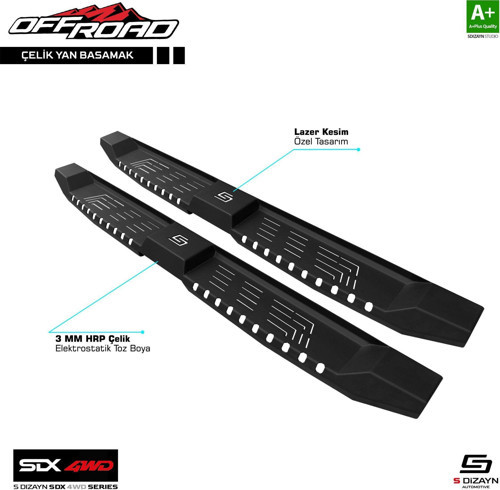 İsuzu D-Max Uyumlu 3 Çelik Yan Basamak 205 Cm V2 2019 Sedan 4Wd Off Road Parça