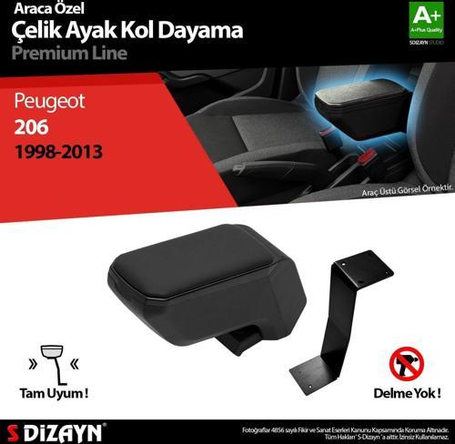 Peugeot 206 Uyumlu Kol Dayama Kolçak Çelik Ayaklı ABS Siyah 1998-2012 A+Kalite Parça