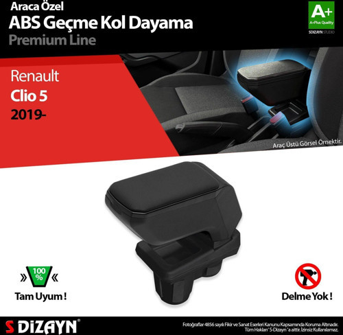 Renault Clio Uyumlu 5 Kol Dayama Kolçak Geçmeli ABS Siyah 2019 Üzeri Parça