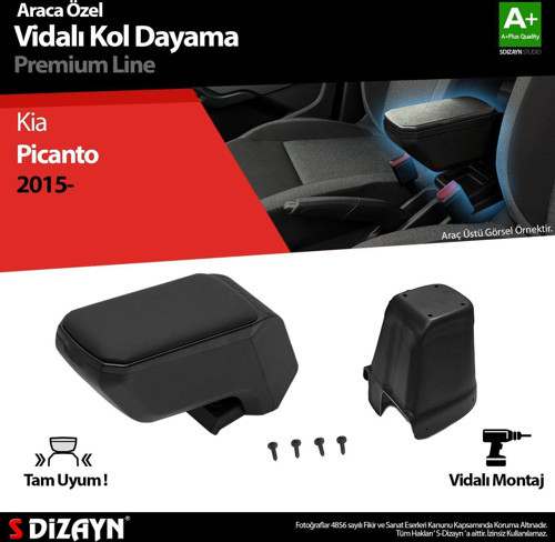 Kia Picanto Uyumlu Kol Dayama Kolçak ABS Vidalı Siyah 2015 Üzeri A+Kalite Parça