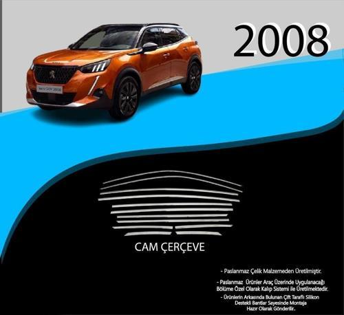Peugeot 2008 Uyumlu Krom Cam Çerçevesi 12 Parça