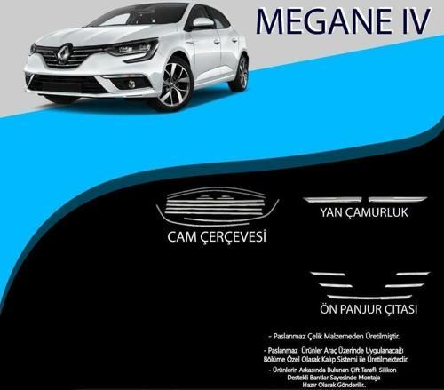 Renault Megane Uyumlu 4 Cam Çerçevesi-Yan Çamurluk-Ön Panjur Çıtası Set Parça Megane 4 (2016+)