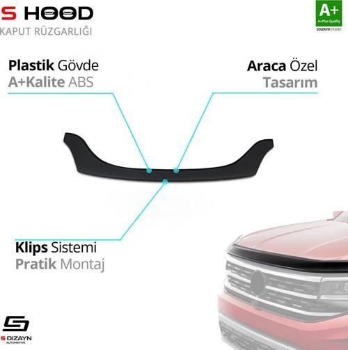S-Dizayn Renault Uyumlu Clio Symbol ABS Plastik Kaput Rüzgarlığı 2009-2013 A+Kalite Parça
