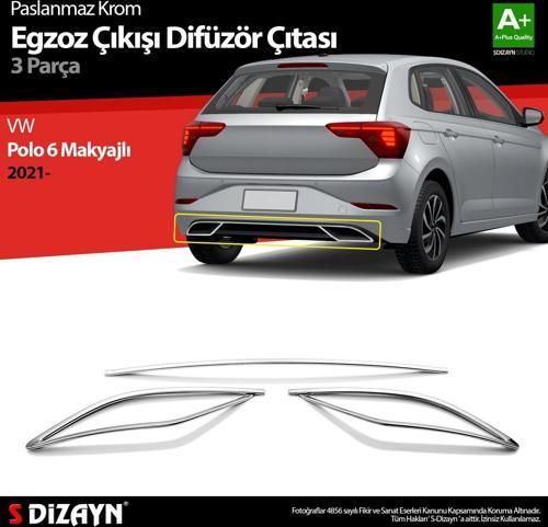 Volkswagen Polo Uyumlu 6 Hatchback Makyajlı Krom Egzoz Çıkışı Difüzör 2021 Üzeri Parça