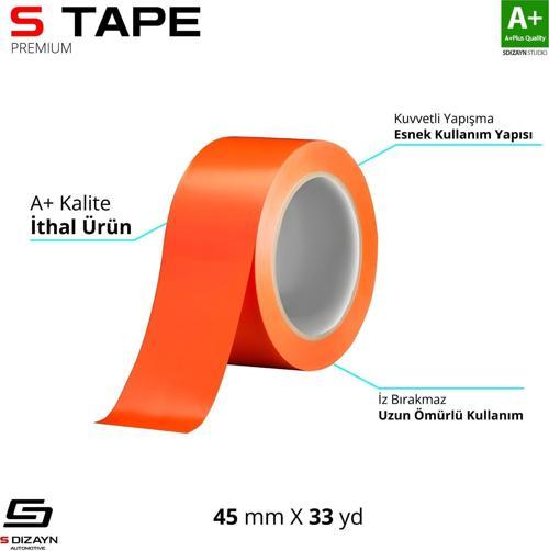 S-Dizayn Oto Cam - Montaj Bandı İthal Turuncu 45mm x 33 Yd A+Kalite