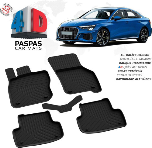 Audi A3 4D Araca Özel Havuzlu Kauçuk Paspas 2020 Üzeri