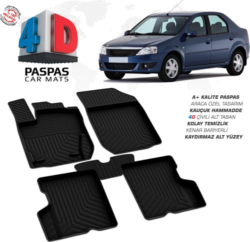 Dacia Logan 4D Araca Özel Havuzlu Kauçuk Paspas 2005-2012
