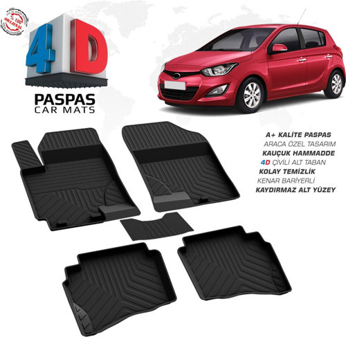 Hyundai i20 4D Araca Özel Havuzlu Kauçuk Paspas 2009-2014