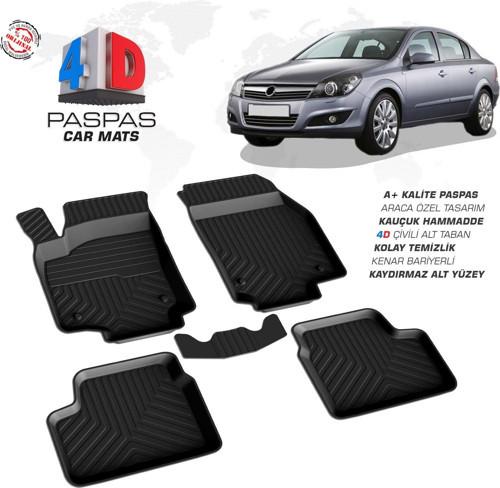 Opel Astra H SD 4D Araca Özel Havuzlu Kauçuk Paspas 2004 ve Üzeri