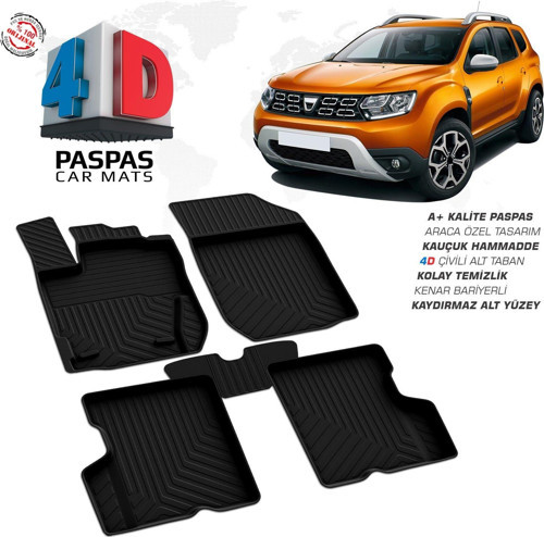 Dacia Duster 4X2 4D Araca Özel Havuzlu Kauçuk Paspas 2018 ve Üzeri