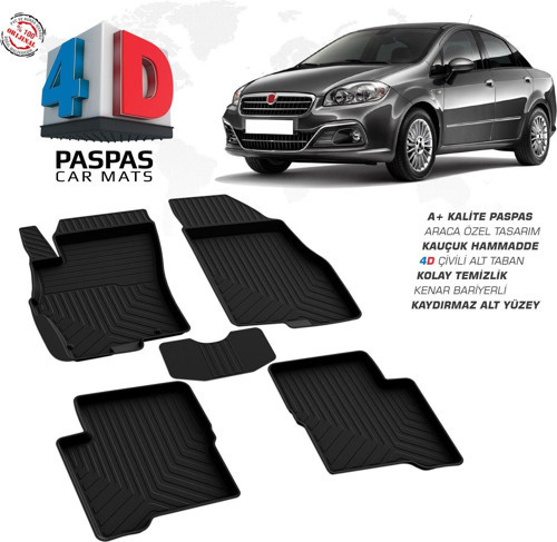 Fiat Linea 4D Araca Özel Havuzlu Kauçuk Paspas 2007-2018