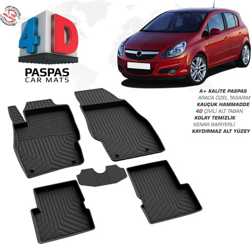 Opel Corsa D 4D Araca Özel Havuzlu Kauçuk Paspas 2007-2014