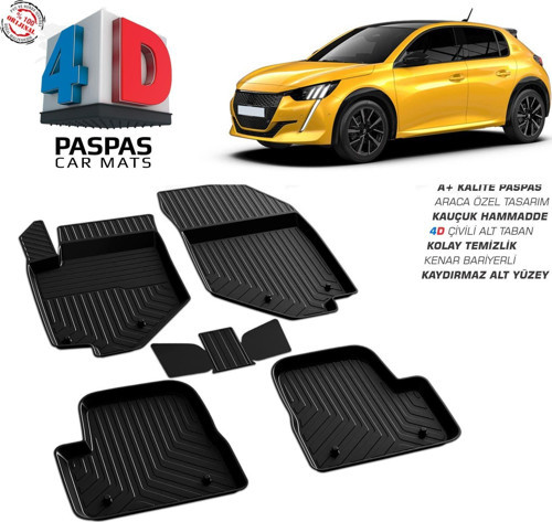 Peugeot 208 4D Araca Özel Havuzlu Kauçuk Paspas 2019 Üzeri