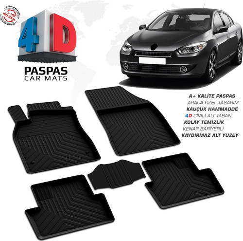 Renault Fluence 4D Araca Özel Havuzlu Kauçuk Paspas 2010 ve Üzeri