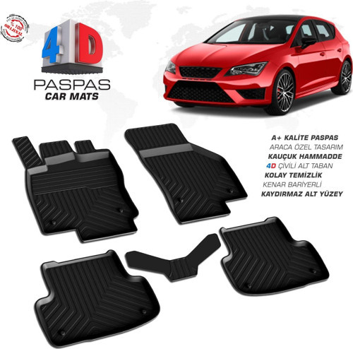 Seat Leon 4D Araca Özel Havuzlu Kauçuk Paspas 2013-2020