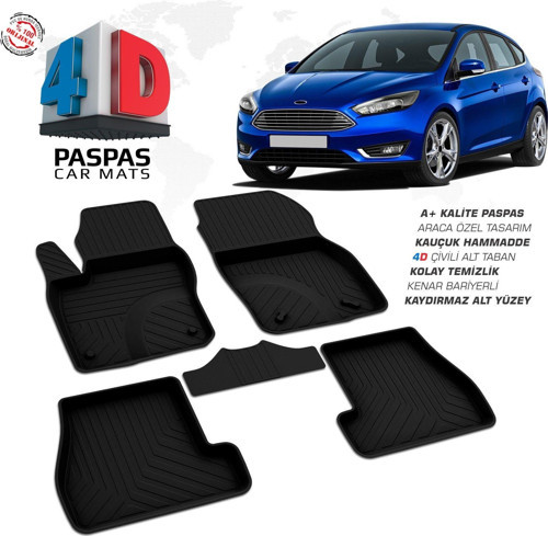Ford Focus 3 Makyajlı HB 4D Araca Özel Havuzlu Kauçuk Paspas 2015-2018