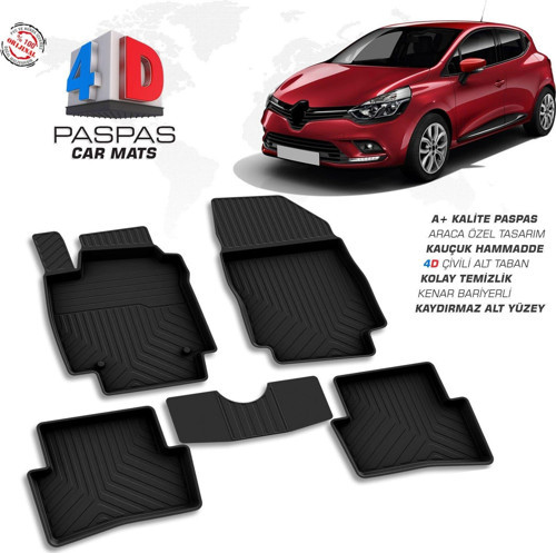 Renault Clio 4 4D Araca Özel Havuzlu Kauçuk Paspas 2012 ve Üzeri