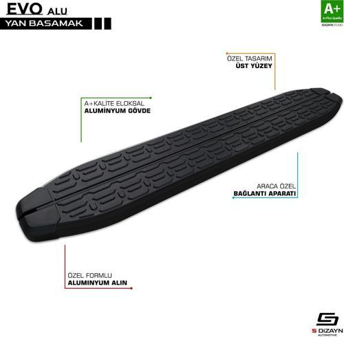 S-Dizayn Fiat Doblo 2 Uzun Şase Evo Siyah Yan Basamak 223 Cm 2010 Üzeri