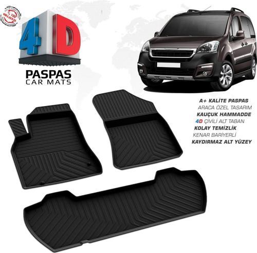 Peugeot Partner Tepee 4D Araca Özel Havuzlu Kauçuk Paspas 2008-2018 110 HP