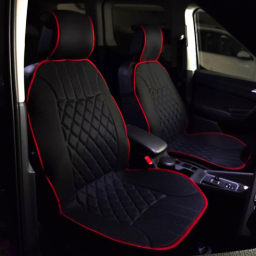 Volkswagen Eos Lüx Oto Koltuk Minderi Ön 2'li Set Elegance Serisi SİYAH KIRMIZI