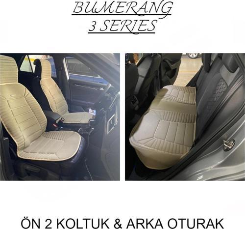 SsanYoung Korando Sports Lüx Oto Koltuk Minderi Ön Arka Oturak 3'lü Set Bumerang Serisi BEJ
