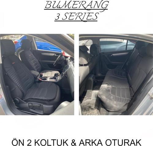 Bmw 5 Serisi 528 Lüx Oto Koltuk Minderi Ön Arka Oturak 3'lü Set Bumerang Serisi SİYAH