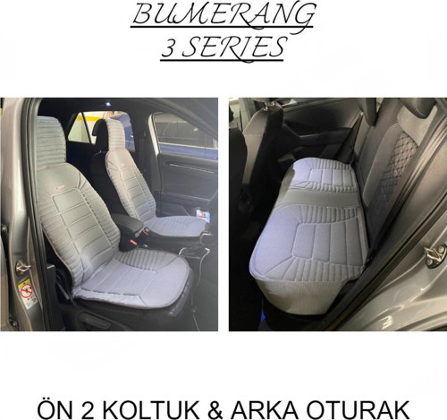 Renault Captur Lüx Oto Koltuk Minderi Ön Arka Oturak 3'lü Set Bumerang Serisi GRİ