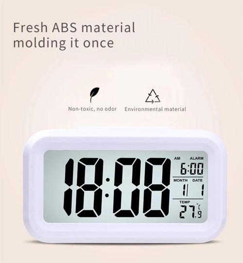 Dijital Alarmlı Masa Saati Lcd Ekran Çalar Saat Termometreli