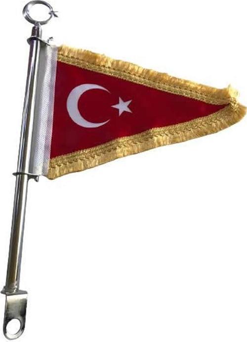 Motosiklet Üçgen Bayrak Gold Direkli (Makam Bayrağı)