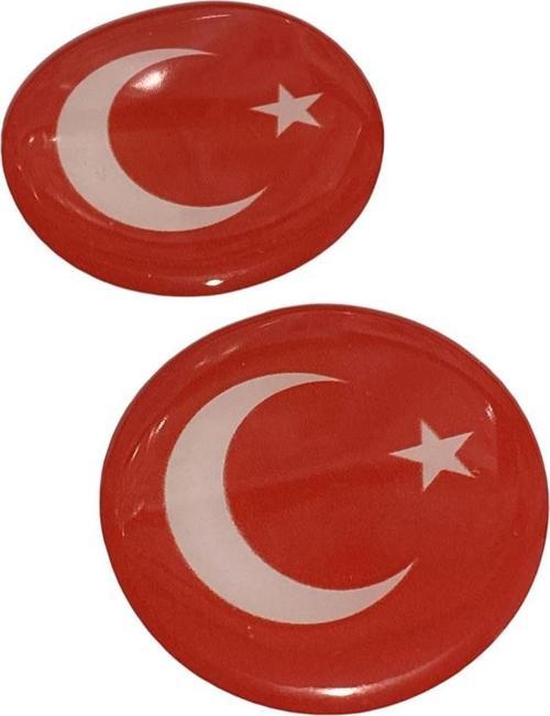 Ay Yıldız Damla Etiket 5X5CM 2Li Kırmızı Beyaz