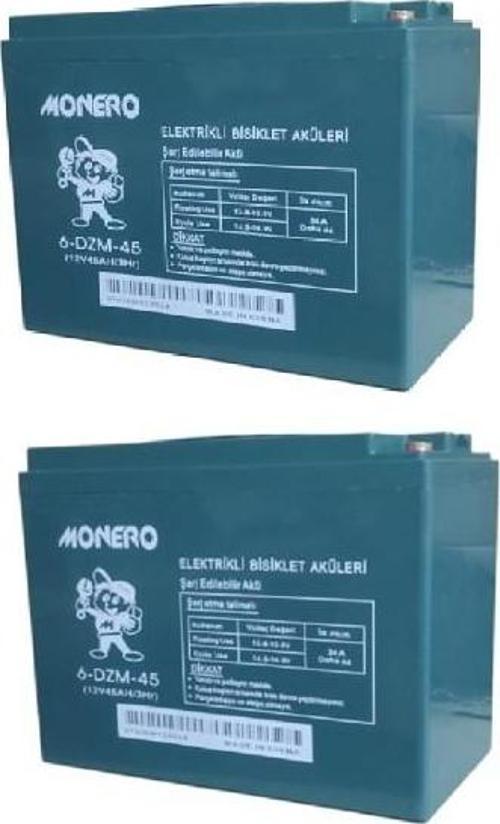 12V-45 AMPER (80AMPER EBATLARINDA) 2'li PAKET DAR E-BIKE AKÜ EBATLAR: 223x121x174mm