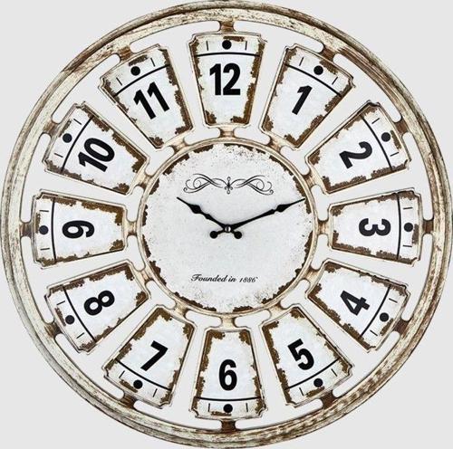 732-12 Premium Serisi Eskitme Görselli 70 cm Duvar Saati Sütlü Kahve