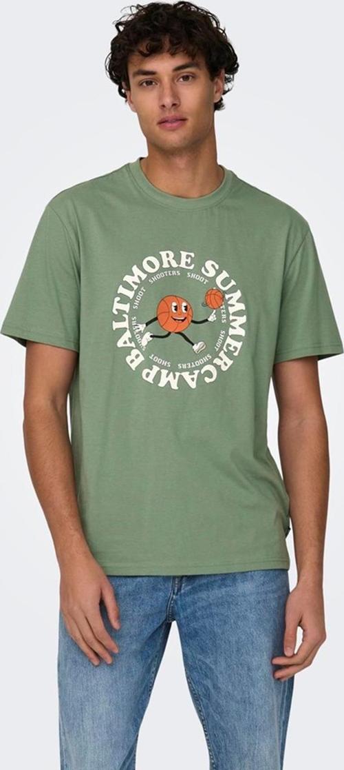 ONSLOGAN LIFE REG FUNNY SS TEE 22028178 YEŞİL