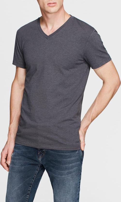 STRETCH V YAKA TİŞÖRT Koyu Gri Melanj