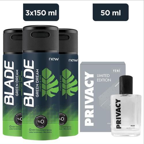 Green Dream Erkek Deodorant 3x150 Ml&Privacy Men Limited Edition Edt 50 Ml