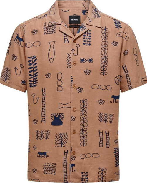 ONSALVIN REG SS OBJECT AOP RESORT SHIRT 22029104 MERCAN