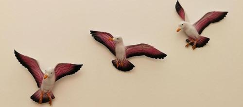 Üçlü Kuş Duvar Süsü Dekoratif Üçlü Martı