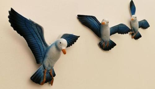 Üçlü Kuş Duvar Süsü Dekoratif Üçlü Martı