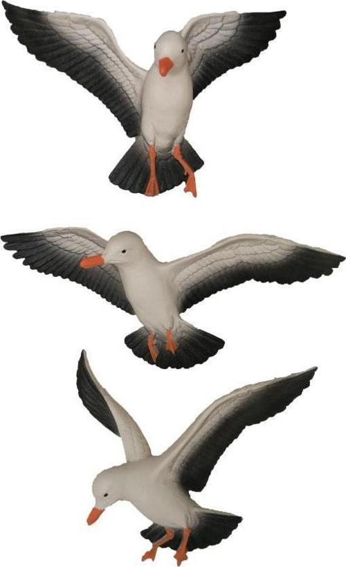 Üçlü Kuş Duvar Süsü Dekoratif Üçlü Martı