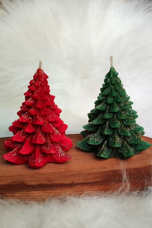 2'Li Yeni Yıl ( Noel - Yılbaşı ) Konseptli Çam Ağacı Mum
