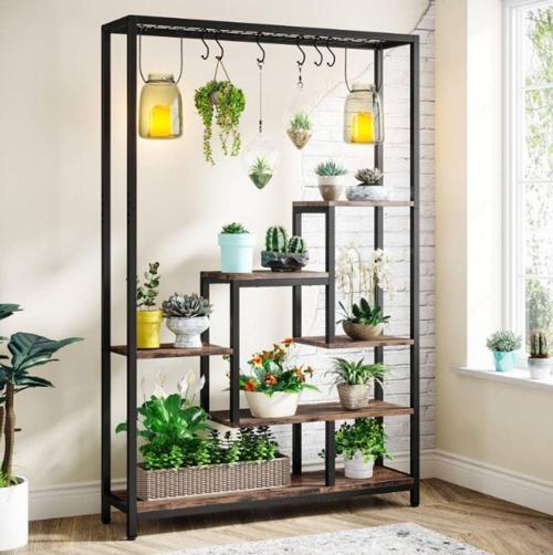 Özel Tasarım Ceviz Çiçeklik & Saksılık Ve Düzenleyici