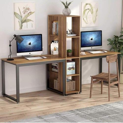 Tasarım Iki Kişilik Raflı Çalışma Masası Modeli