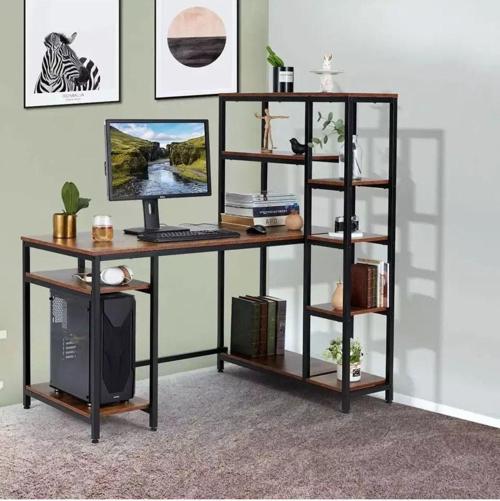 Tasarım Monitör Raflı Kitaplıklı Çalışma Masası